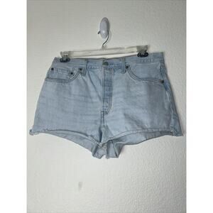 LEVI'S 501 SHORTS WOMENS 33 IN Cut-Off Light Wash Hi-Rise Bohemian Hipster